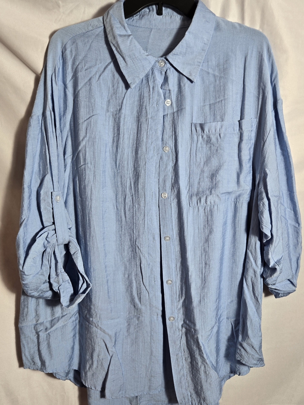 Light Blue Women's Relaxed Button-up Shirt